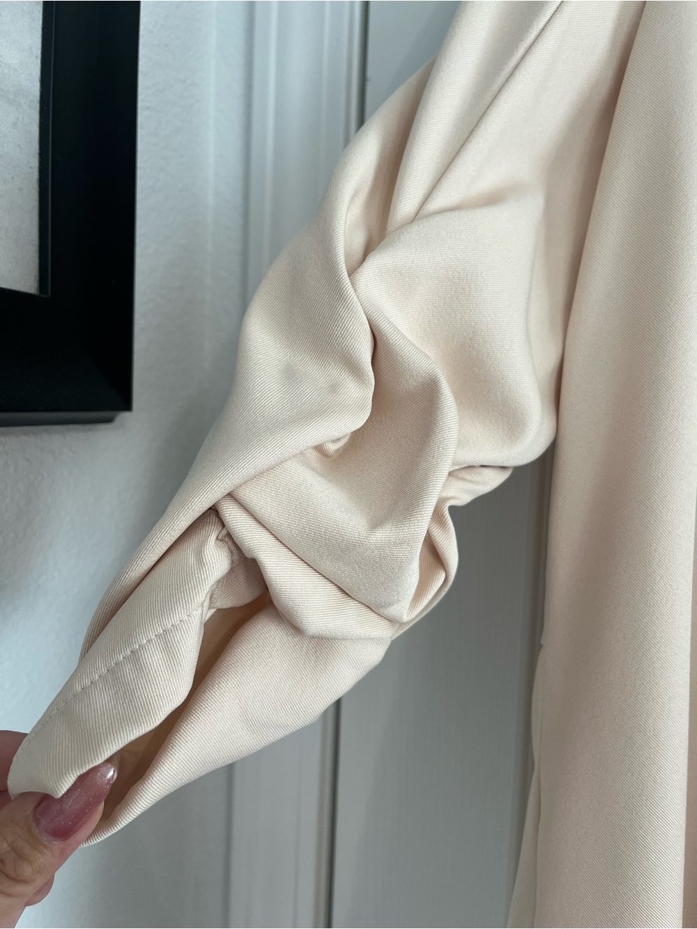 SHEIN Cream Open-Front Draped Blazer - Picture 3 of 4